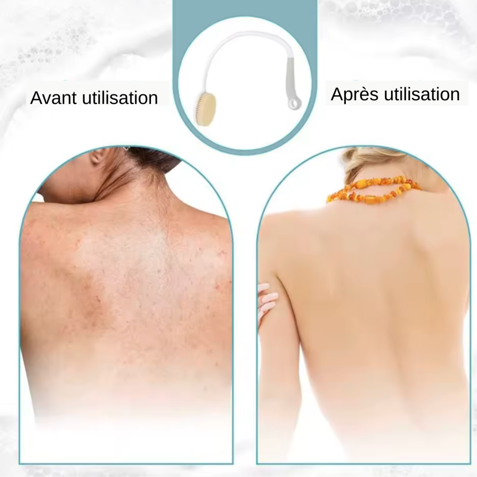 Brosse pour le dos avec long manche - Brosse de douche ergonomique avec poils souples