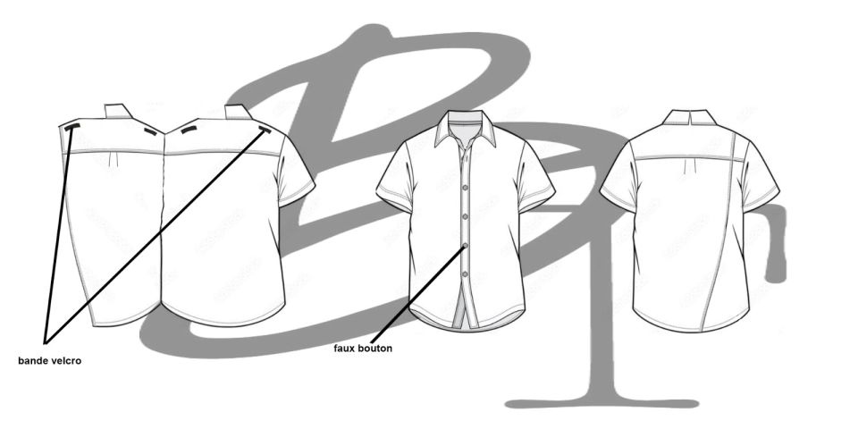 Chemise ouverture dans le dos pour personnes alitées