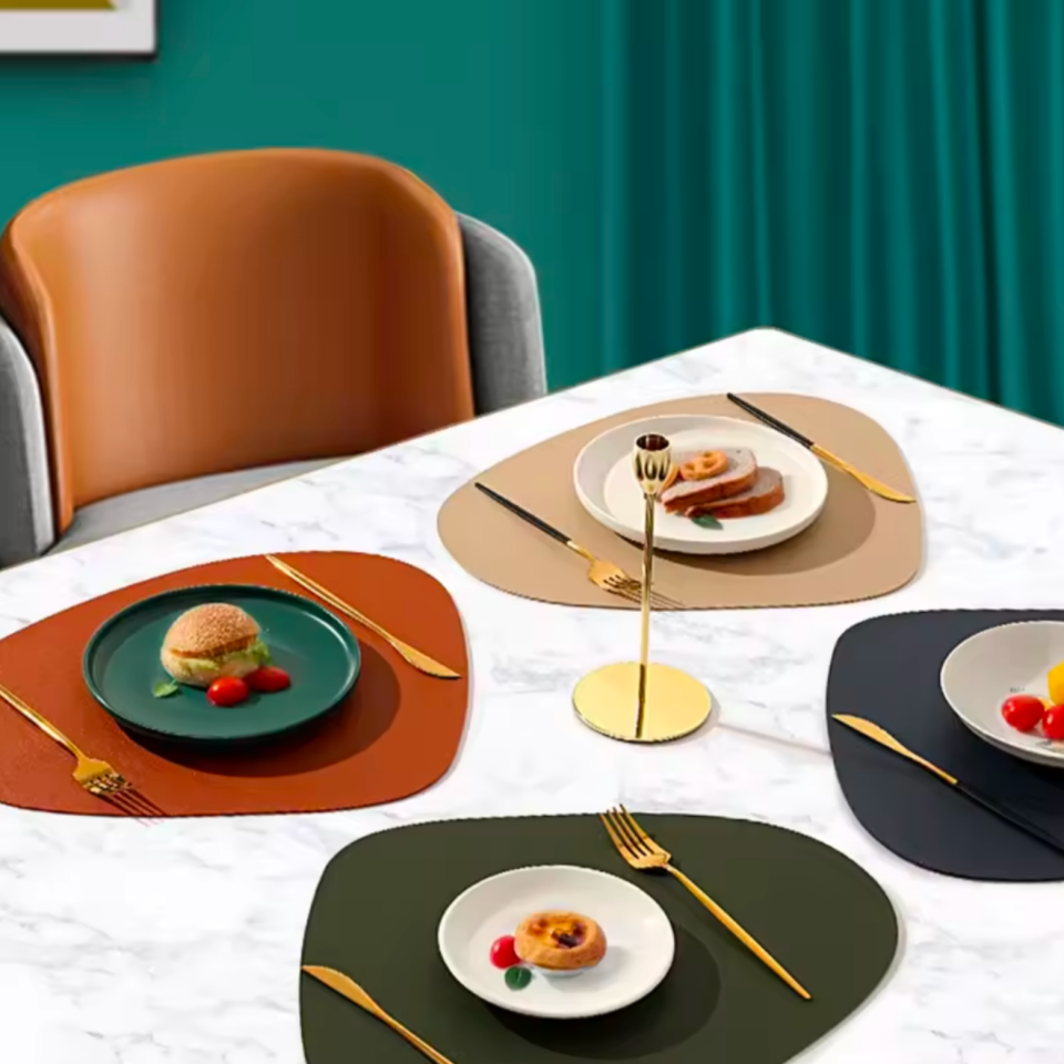 Set de table imperméable en simili cuir, antidérapant, lavable,