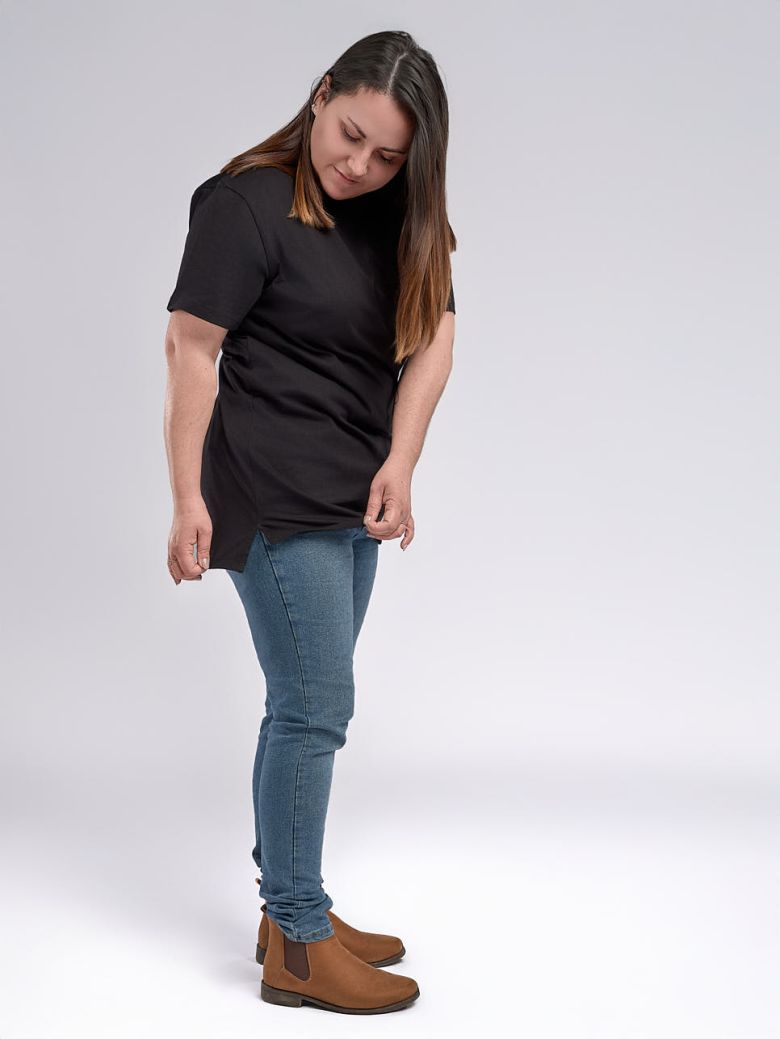 Tee-shirt femme fentes latérales noir