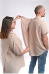 Chemise adaptative scratch dans le dos mixte ouverture complète dans le dos faux boutons sur le devant