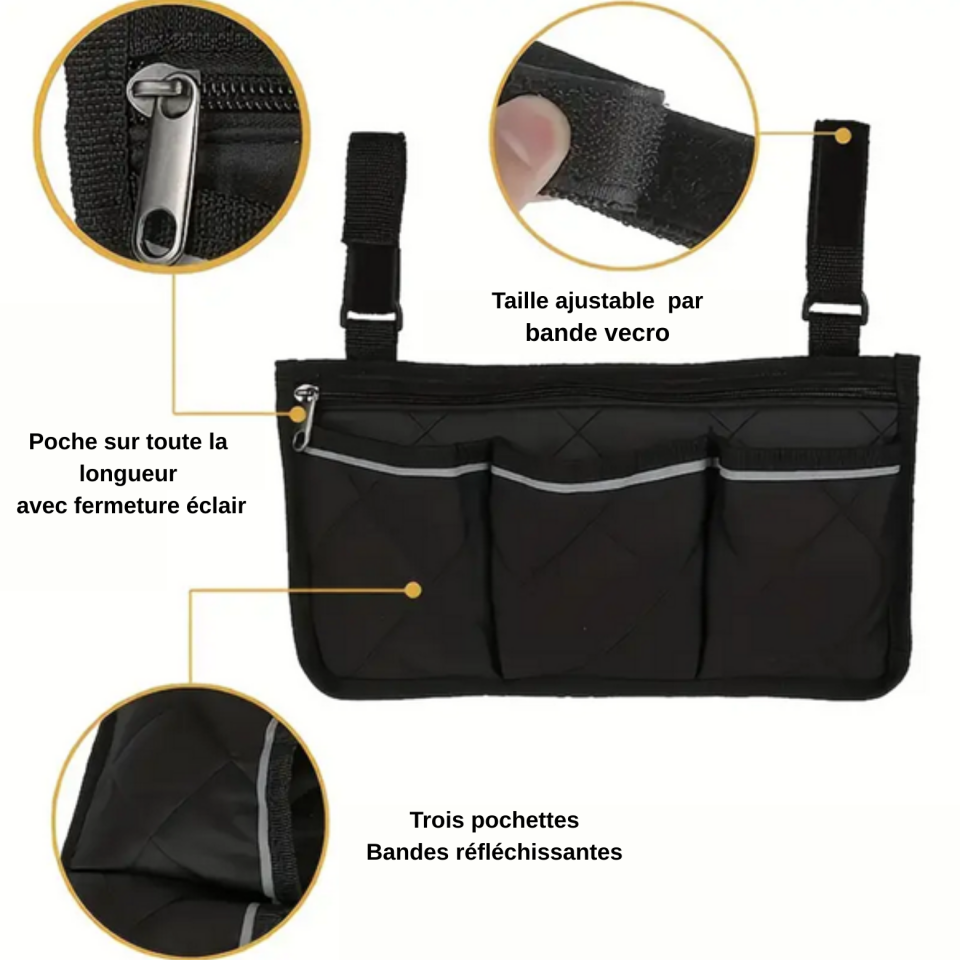 Pochette pour fauteuil roulant ou déambulateur
