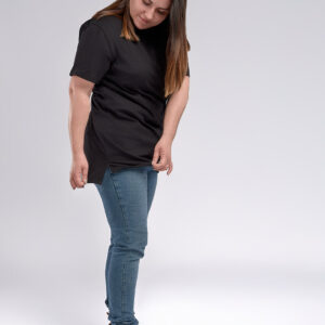Tee-shirt femme fentes latérales noir